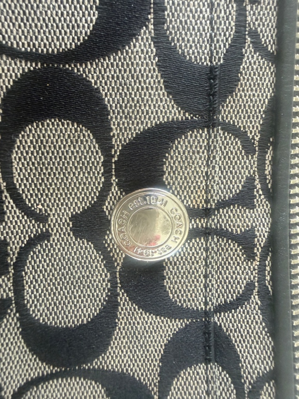 Coach Black and Grey Signature C Canvas Wristlet - Picture 3 of 9